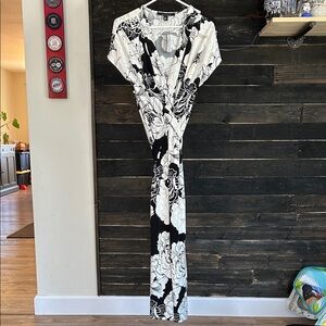 Black and White Floral Maxi Dress